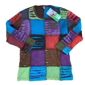 Rising International Patchwork 100% Cotton Top Size XXL See Measurements